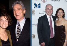 Amy Povich with her husband Dr. David Agus and a throwback photo with her father Maury Povich.
