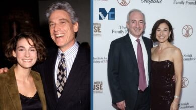Amy Povich with her husband Dr. David Agus and a throwback photo with her father Maury Povich.