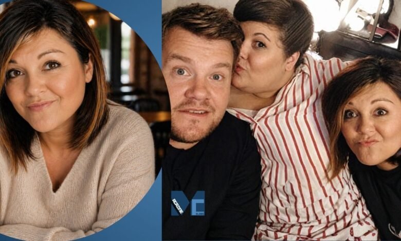 Andrea Henry Corden posing with her brother James Corden and sister Yvette