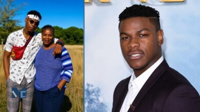 British actor John Boyega sharing a candid moment with his mother, Abigail Boyega.