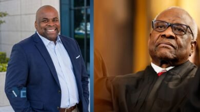 Jamal Adeen Thomas, a financial professional, pictured alongside his father, United States Supreme Court Justice Clarence Thomas.