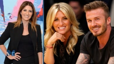 Joanne Louise Beckham smiling alongside her older brother, Sir David Beckham.