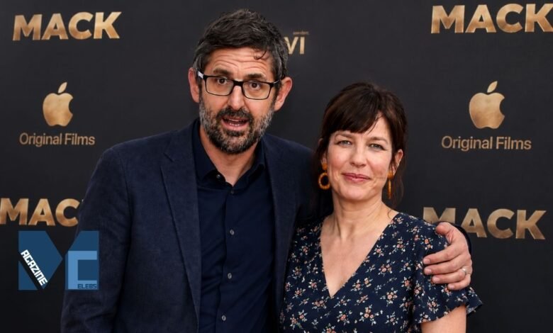 Louis Theroux posing with his wife Nancy Strang at an Apple Original Films event premiere