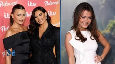 Natalya Wright and her sister Jessica Wright attending the ITV Palooza event, alongside a solo portrait of Natalya Wright in a white dress.