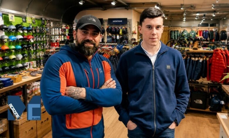 Oakley Middleton standing next to his father, former Special Forces operator Ant Middleton, inside a retail store.