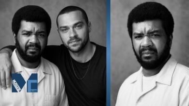 Black and white portrait of Reginald Williams with his son Jesse Williams alongside a solo portrait of Reginald Williams.
