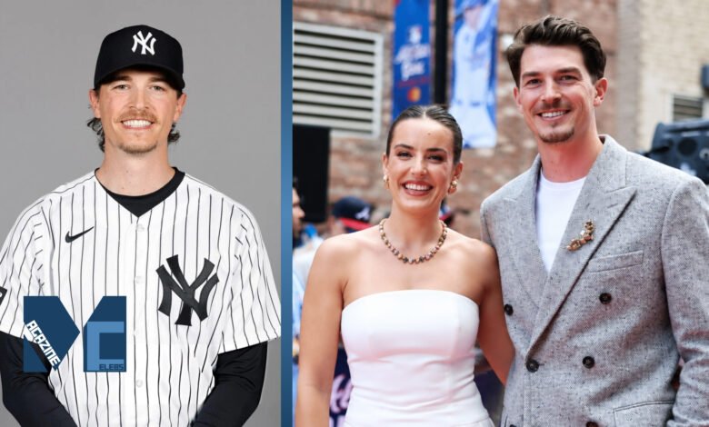Reni Meyer-Whalley posing with New York Yankees pitcher Max Fried on a red carpet event.
