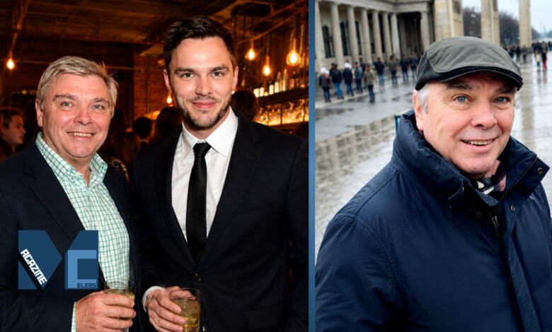 British actor Nicholas Hoult standing with his father, retired pilot Roger Hoult