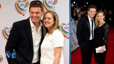 A high-quality editorial photograph of Amelia Wright (formerly Amelia Gatte), wife of British broadcaster Matthew Wright, smiling gracefully at a public event.