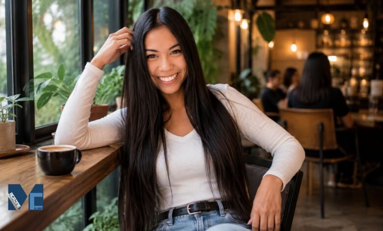 Athena Bautista smiling in a cafe setting, daughter of WWE legend and Hollywood actor Dave Bautista.