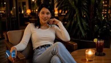 Glenda Bautista Baker sitting in a lounge area, known for her career in advertising technology and digital media leadership.