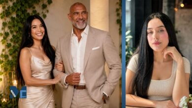 Keilani Bautista posing with her father Dave Bautista in an elegant family portrait alongside a close-up image of Keilani Bautista.