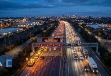 Heavy traffic on the M6 motorway between Walsall and Birmingham due to lane closures and ongoing resurfacing roadworks.