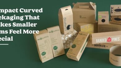 Collection of custom kraft and compact curved packaging boxes for retail and gift products in the UK