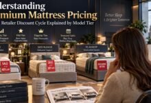 Premium mattress pricing in the UK explained across entry, mid-range and flagship mattress tiers in a luxury showroom
